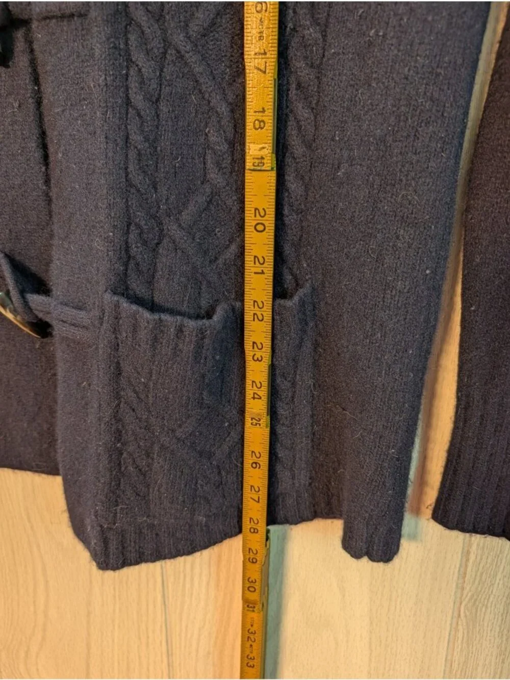 Lauren Ralph Lauren Sweater Lambswool Cable Knit Hooded Toggle Cardigan Medium